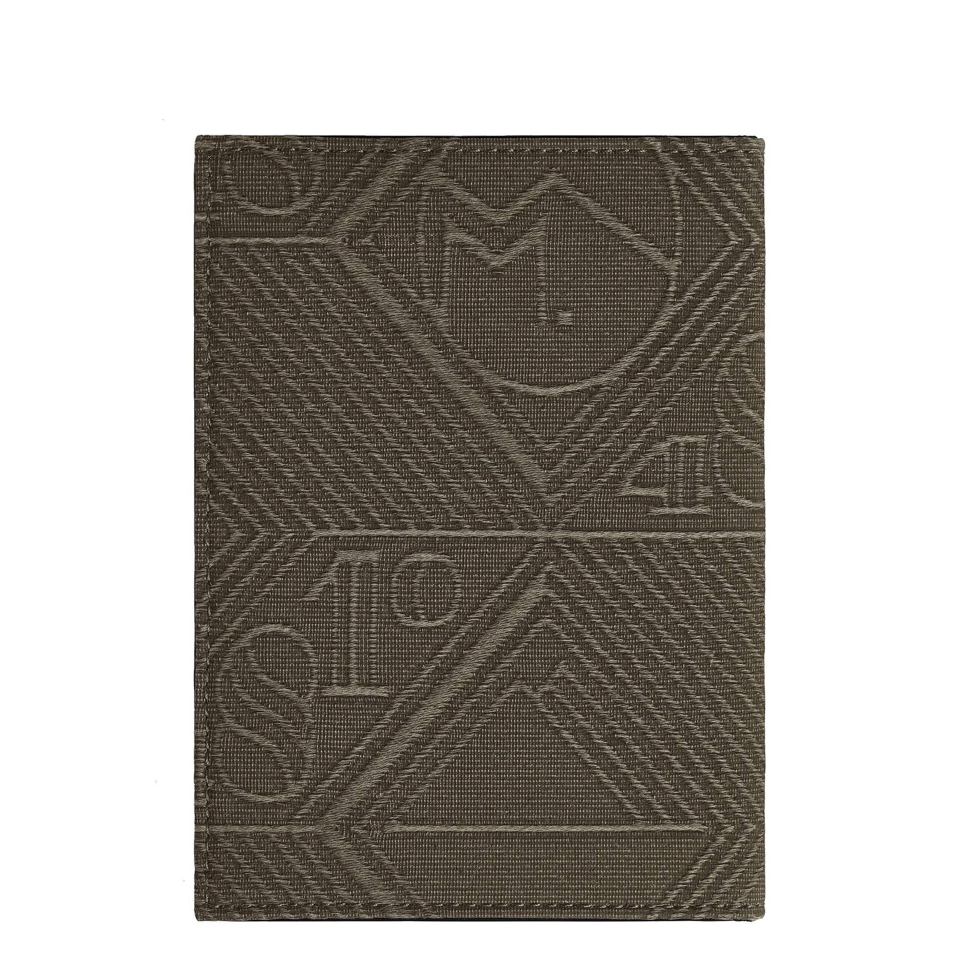 Custodia per passaporto montblanc kaki verde con motivo testurizzato ispirato agli archivi e design geometrico impresso