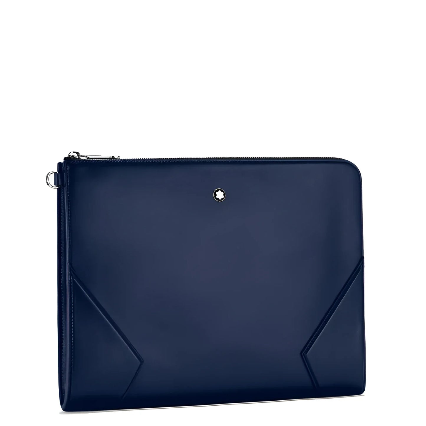 Portadocumenti Meisterstück blu inchiostro in pelle navy con zip argento e stella perfetto compagno elegante