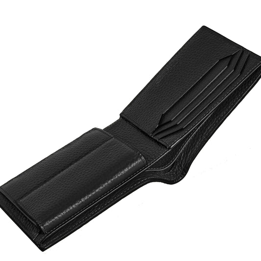 Portafoglio montblanc nero in pelle coniuga eleganza discreta con portamonete e 4 scomparti compatto