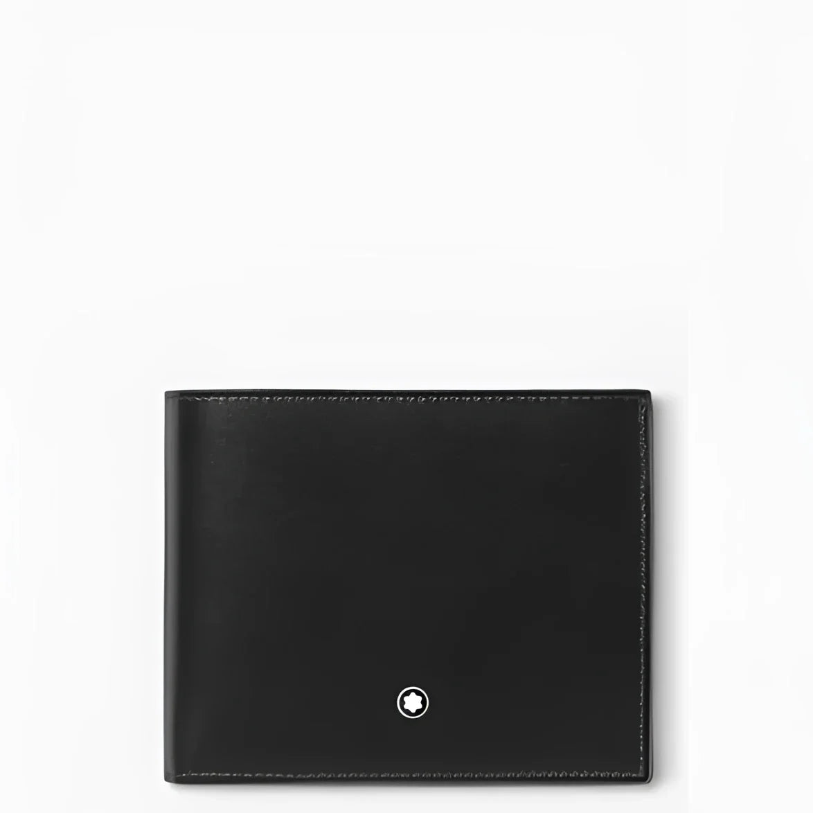 Portafoglio montblanc meisterstück nero in vitello pieno fiore con 10 scomparti e emblemma stella argento