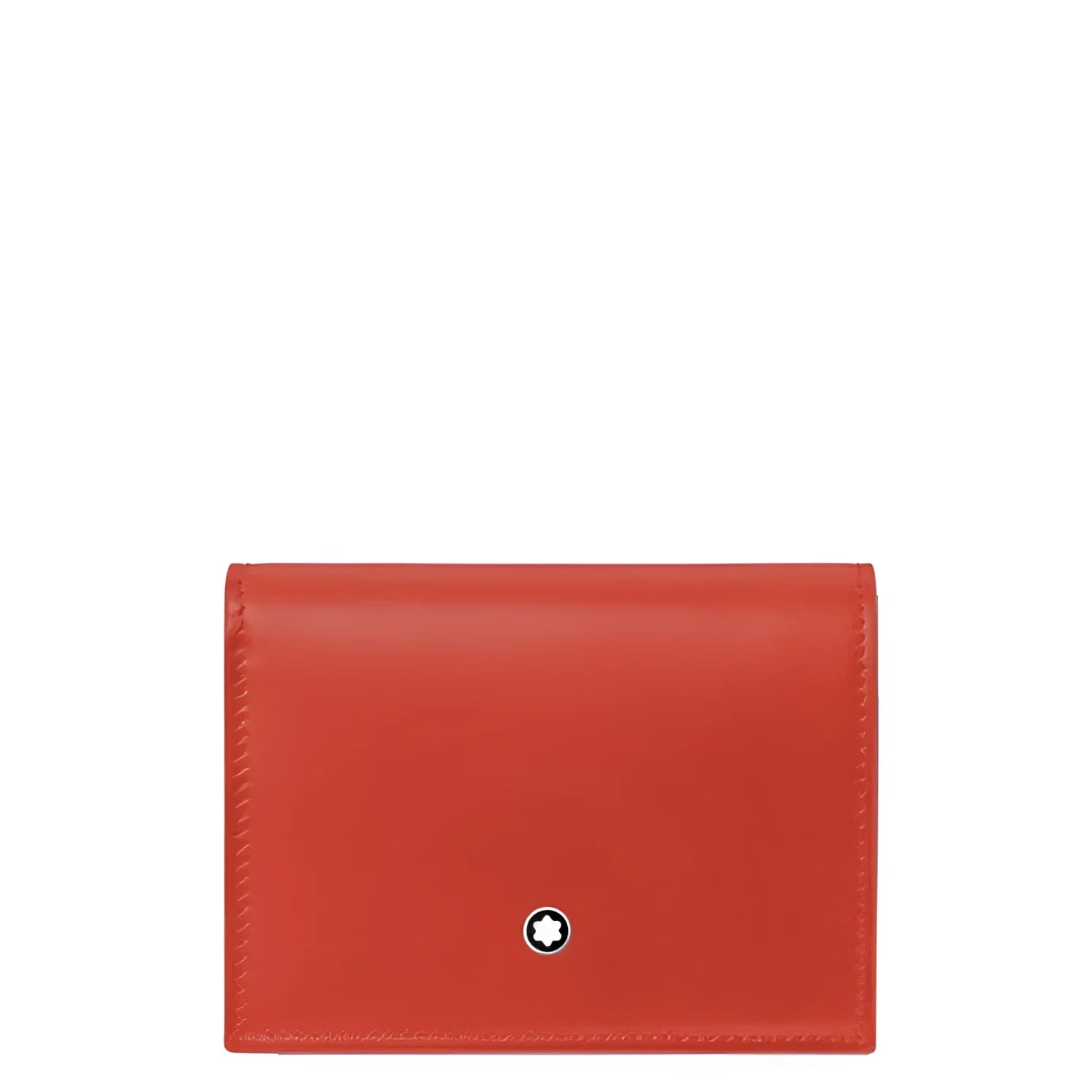 Portafoglio montblanc soft continental nano corallo in raffinata pelle morbida rossa con design minimalista e logo centrale