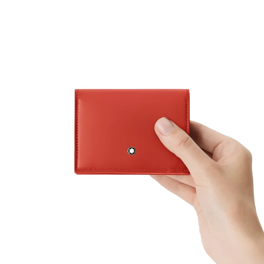 Portafoglio montblanc soft continental rosso in raffinata pelle morbida con emblem montblanc argentato al centro