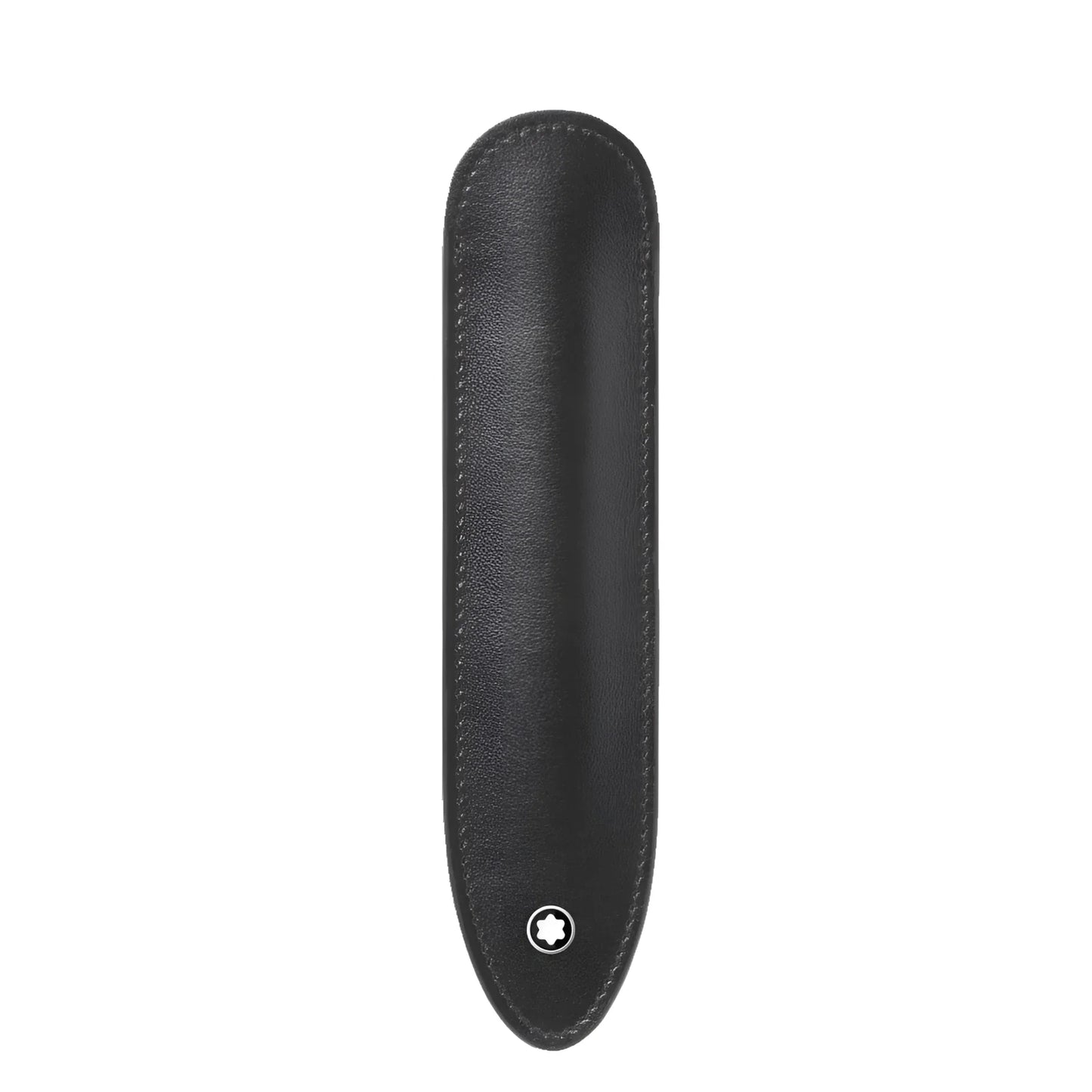 Custodia montblanc astuccio per 1 strumento da scrittura meisterstück in morbida pelle nera con logo montblanc