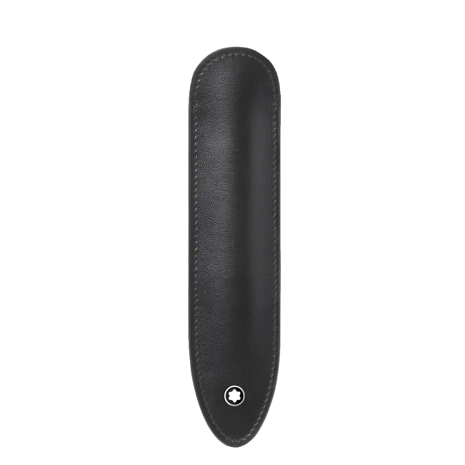 Custodia montblanc astuccio per 1 strumento da scrittura meisterstück in morbida pelle nera con logo montblanc