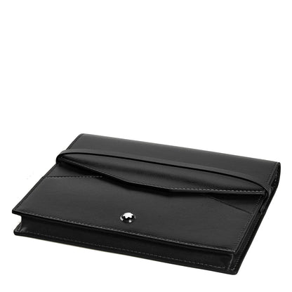 Montblanc astuccio per 8 strumenti da scrittura in lussuosa pelle nera con chiusura a bottone argento e cuciture precise