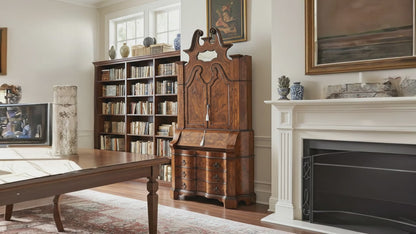 Trumeau italiano lombardo originale in noce e radica di noce, XIX secolo, nord Italia