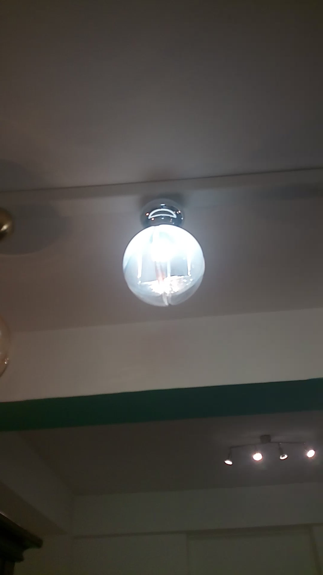 Lampada da soffitto cromata con vetro soffiato, stile Italia anni 60