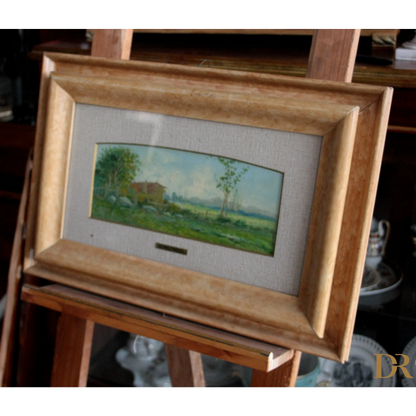 Dipinti italiani Remo Testa coppia di paesaggi marino e campestre, metà XX secolo