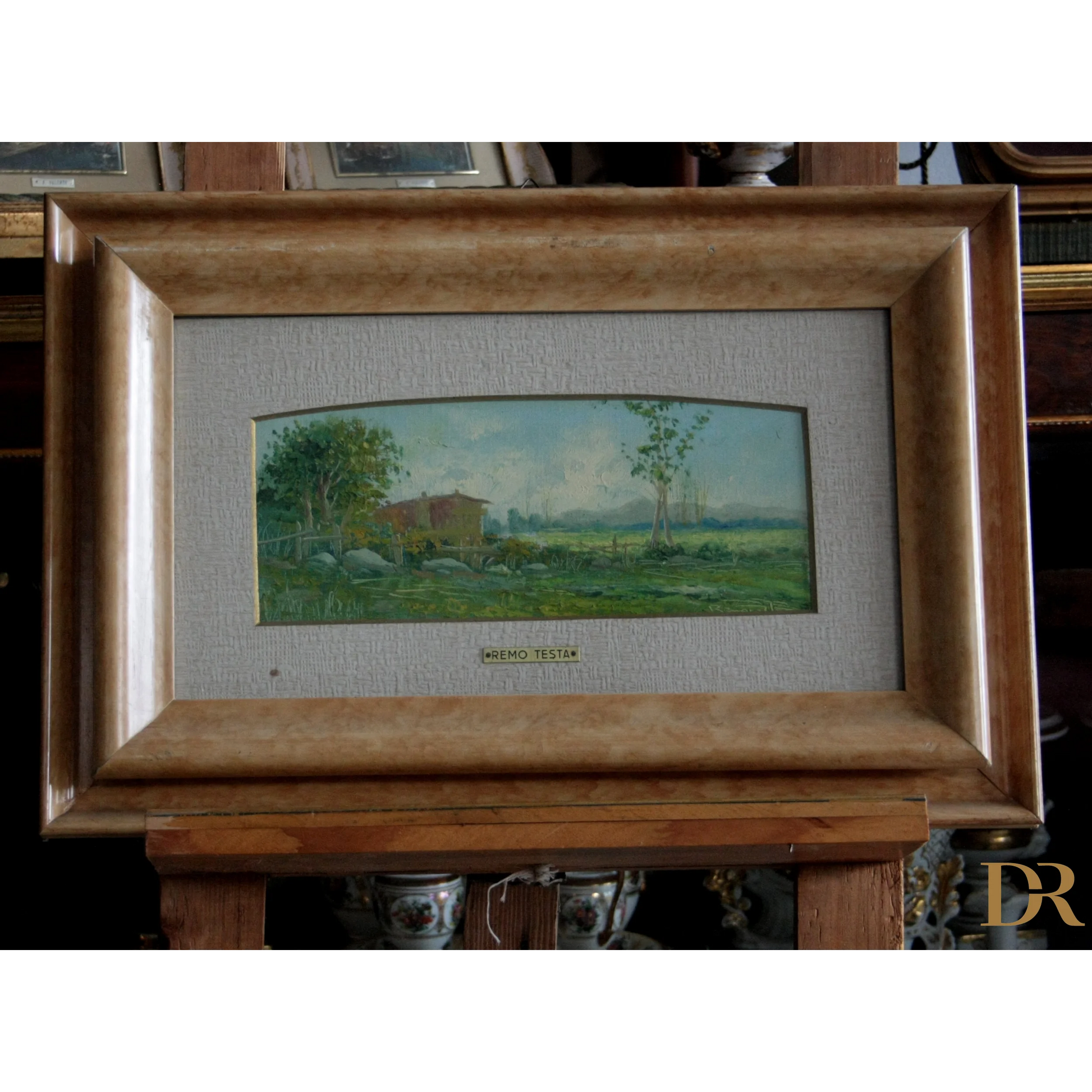 Quadro in cornice di paesaggi italiani di Remo Testa, coppia di dipinti italiani