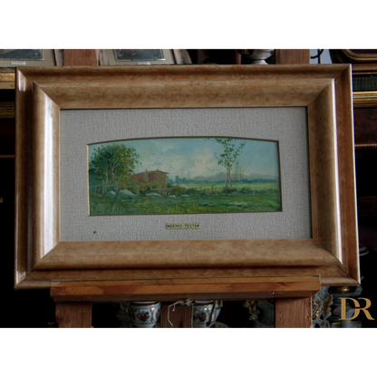 Quadro in cornice di paesaggi italiani di Remo Testa, coppia di dipinti italiani