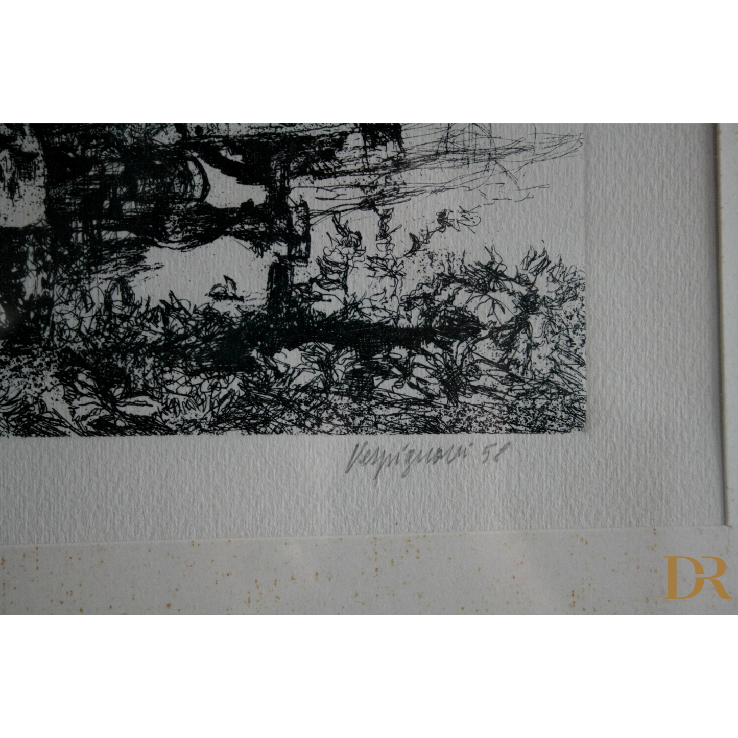 Arte astratta in bianco e nero di Renzo Vespignani italiano, dimensioni quadro 1956