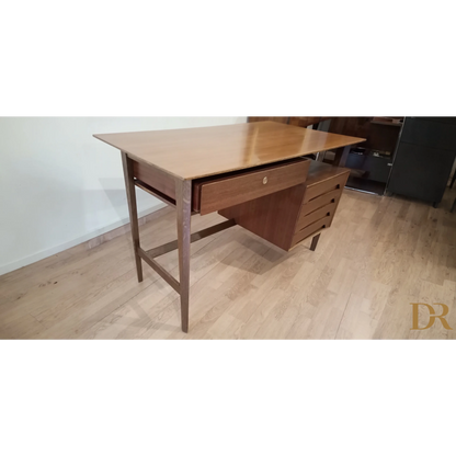 Scrivania in legno di Edmondo Palutari design 1950 con cassetti e gambe affusolate