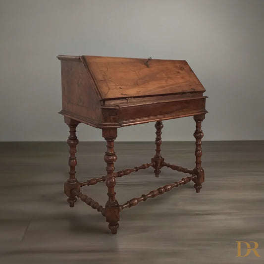 Antica scrivania a ribalta XVIII secolo, elegante scrivania ribalta in legno