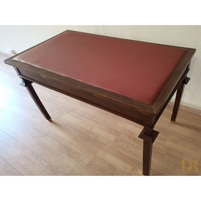 Scrivania Vintage Stile Impero ottocento Noce Piedini in Ottone e Piano Pelle Dario Raia Antiquariato Modernariato Vintage legno massello lucidatura a tampone maniglie ottone Mobile in legno di noce Mobili antichi Mobili nuovi per la casa Mobili per la casa nuova noce originale ottone piano in pelle Scrivania in legno scrivania mid century modern scrivania stile impero tre cassetti