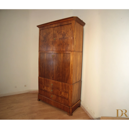 Armadio in legno marrone con tre sezioni, splendido Secretaire Umberto originale