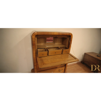 Secretaire in noce Art Decò anni 50, scrivania moderna di metà secolo
