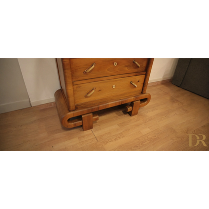 Secretaire in noce Art Decò anni 50 con base curva, stile mid century modern