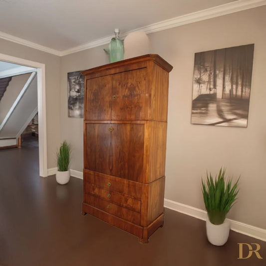 Splendido secretaire Umberto in rovere massello, scrittoio credenza umbertino originale