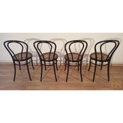 Sedie da pranzo in faggio curvato nello stile di Thonet, Italia, set di 4