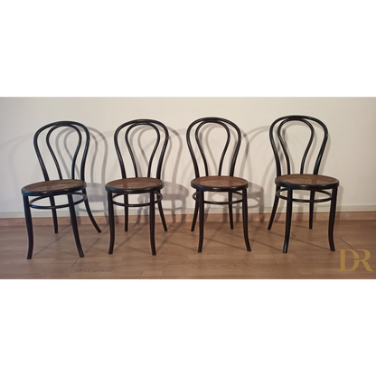 Sedie da pranzo in faggio curvato nello stile di Thonet, Italia, set di 4