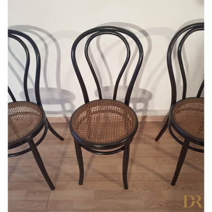 Sedie da pranzo in faggio curvato nello stile di Thonet, Italia, set di 4