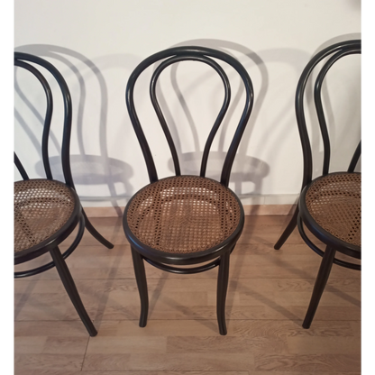 Sedie da pranzo in faggio curvato nello stile di Thonet, Italia, set di 4 eleganti