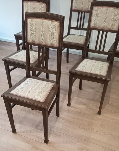 Set di sedie pranzo vintage in rovere massello con rivestimento in tessuto a righe sedia stile italiano per salotto