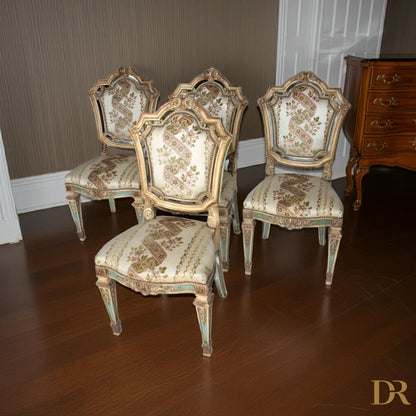 Sedie Napoleone III stile napoleone III con fiori decorativi, seconda metà ottocento