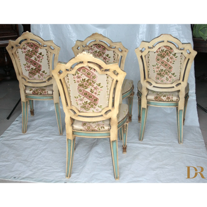 Set 4 sedie Napoleone III seconda metà ottocento con motivo floreale ornate