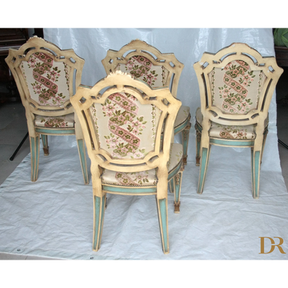 Set 4 sedie Napoleone III seconda metà ottocento Francia con motivo floreale e tappezzeria elegante