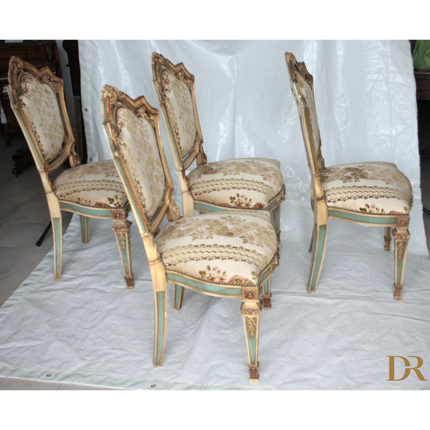 Set di quattro sedie Napoleone III seconda metà ottocento Francia, stile ornate e upholstered