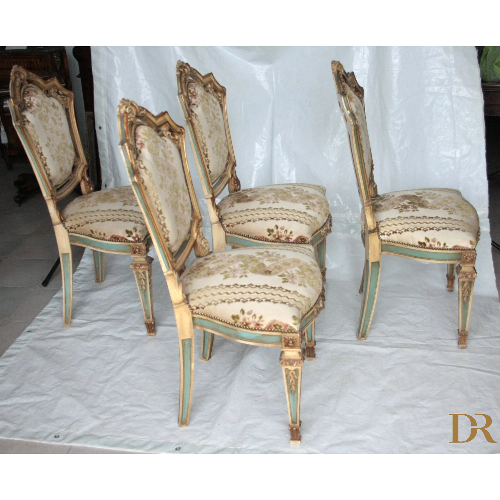 Set di quattro sedie Napoleone III seconda metà ottocento Francia, stile ornate e upholstered