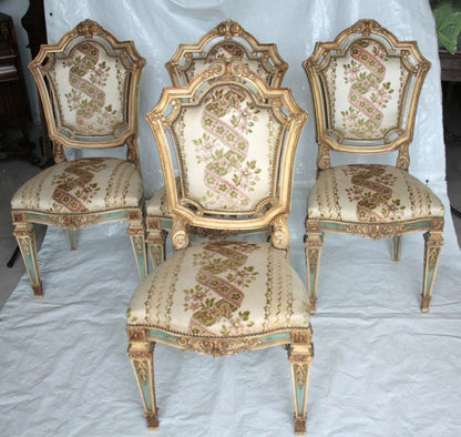 Set 4 sedie Napoleone III seconda metà ottocento, ornate sedie Napoleone III