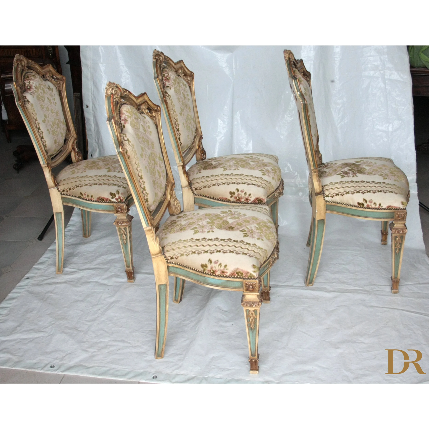 Set 4 sedie Napoleone III seconda metà ottocento Francia con dettagli ornate