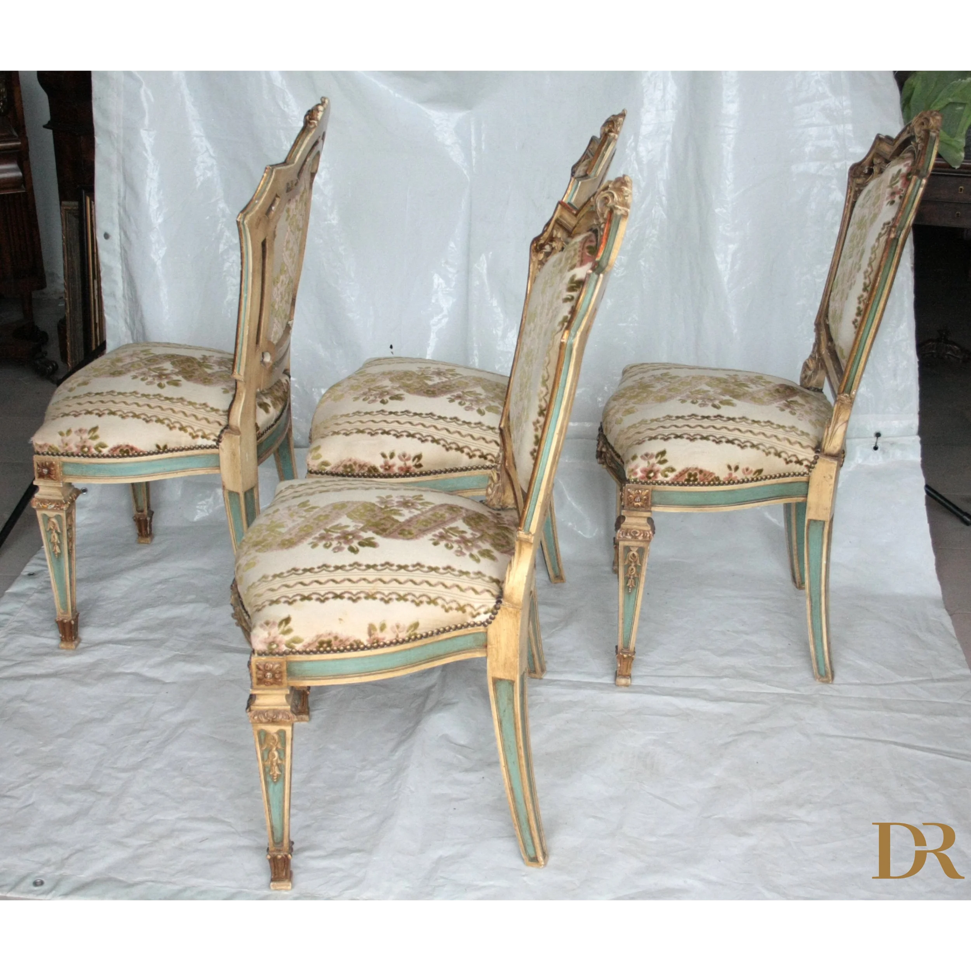 Set 4 sedie Napoleone III seconda metà ottocento Francia, ornate sedie Napoleone III