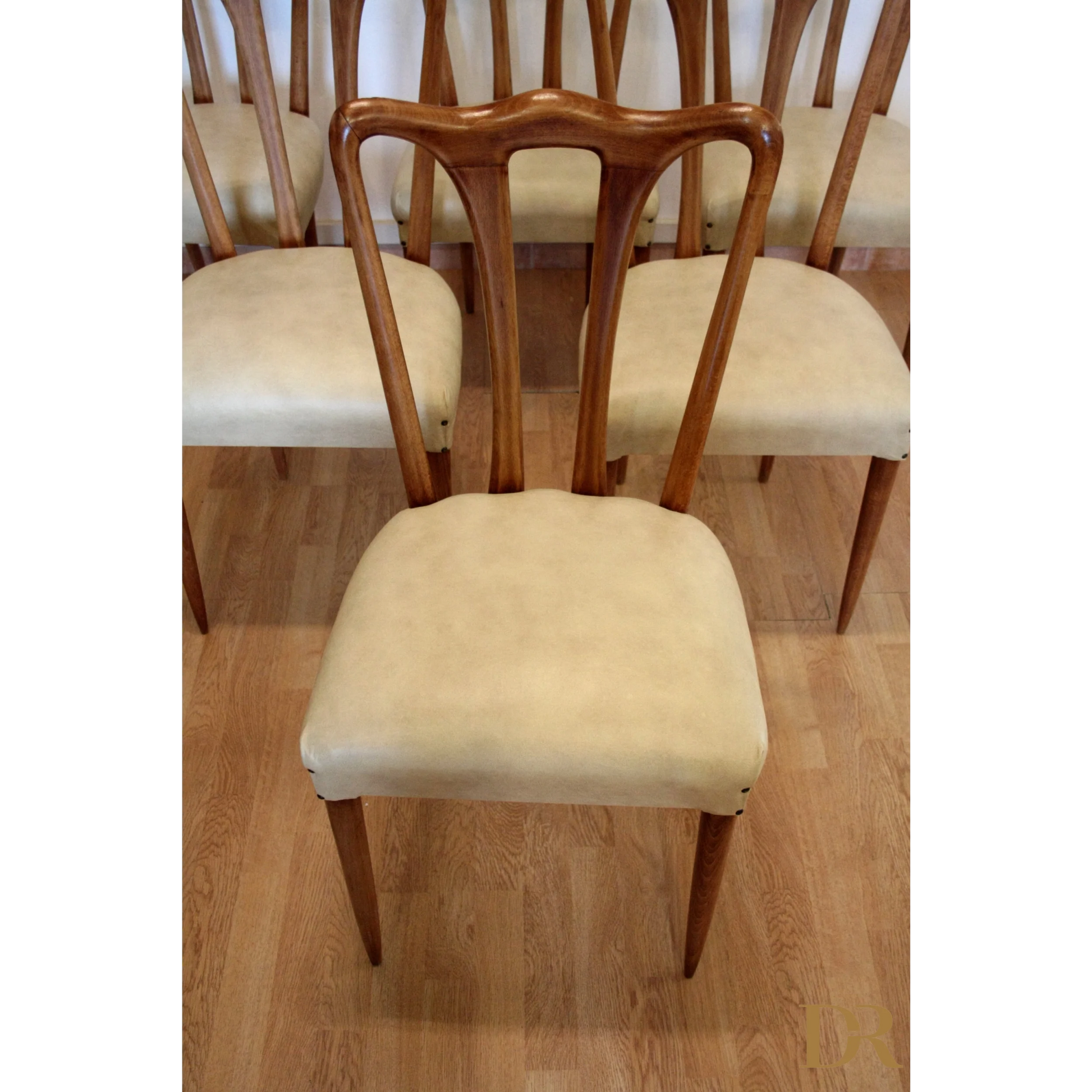 Sedie vintage in legno imbottito stile casa design, Italia 1960 set 6