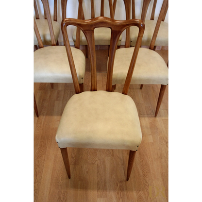 Sedie vintage in legno imbottito stile casa design, Italia 1960 set 6