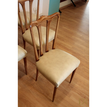 Sedie in legno con sedili imbottiti, design vintage Casa Italia 1960s