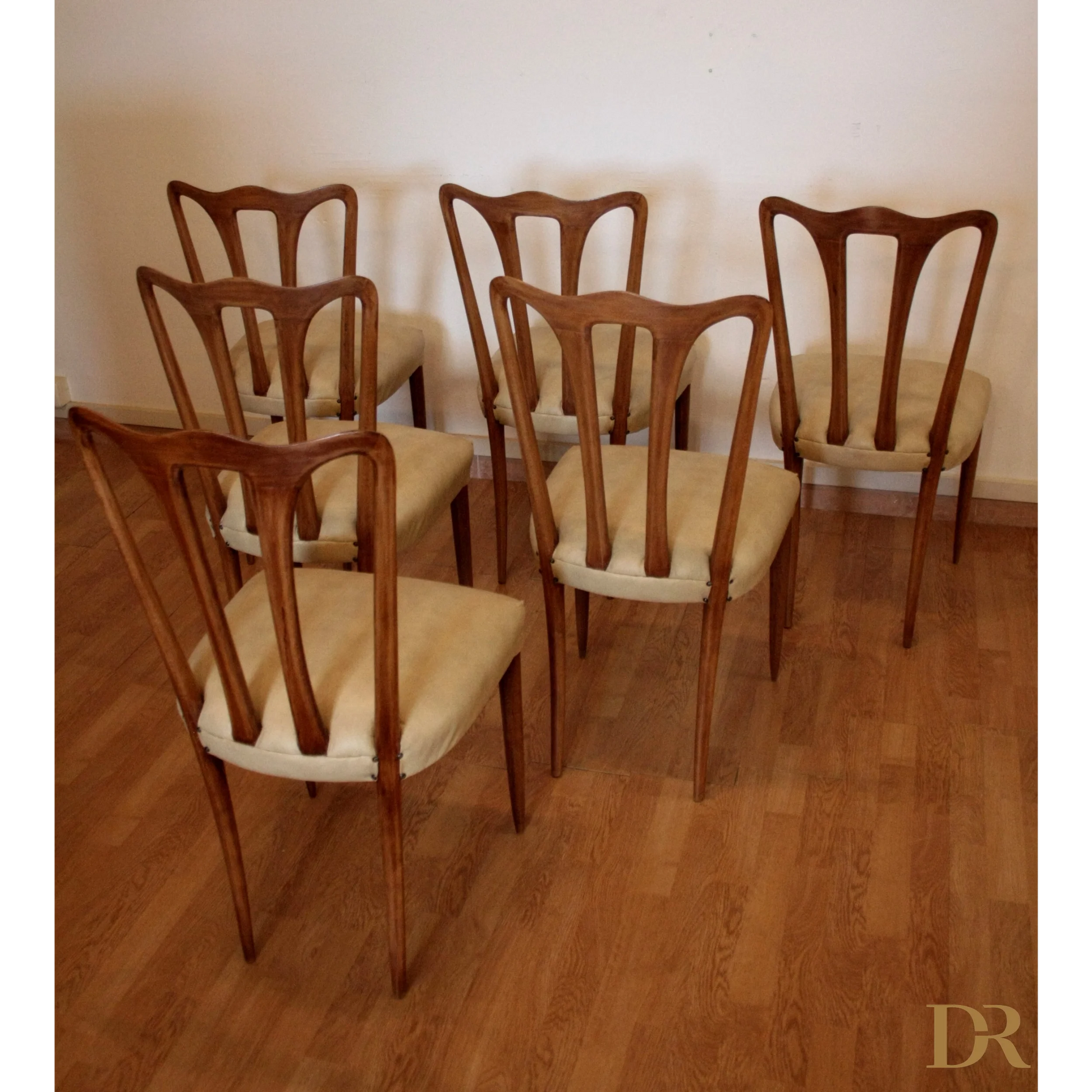 Sedie vintage Casa design Italia 1960 con sedili imbottiti, Set 6 di stile mid-century