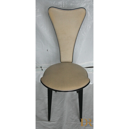 Sedie Umberto Mascagni Anni 60 beige con rifiniture nere, set 6 Italia