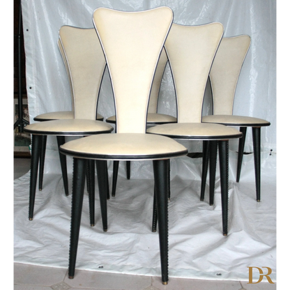 Set di cinque sedie Umberto Mascagni anni 60 Italia, sedie Umberto Mascagni