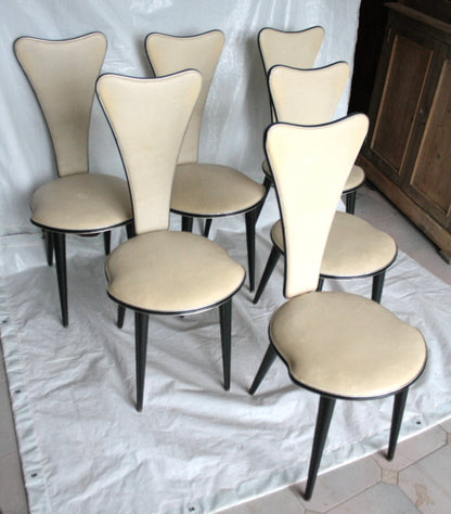 Set di sei sedie Umberto Mascagni anni 60 Italia, sedie Umberto Mascagni eleganti