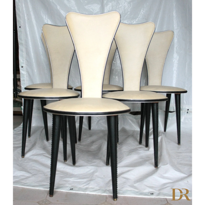 Set di sedie Umberto Mascagni anni 60, stile Italia, colore crema elegante