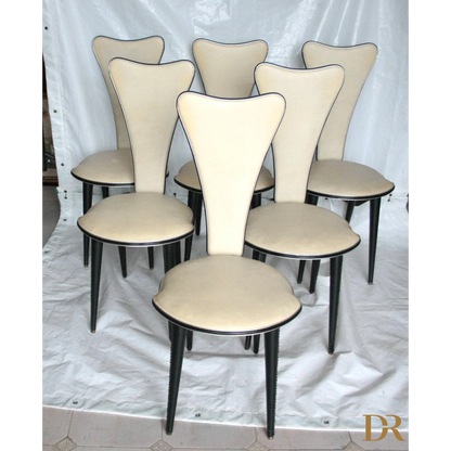 Set di sedie Umberto Mascagni anni 60 Italia, sedie Umberto Mascagni vintage color crema