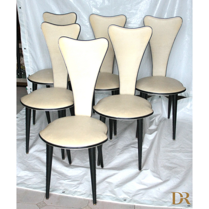 Set di sedie Umberto Mascagni anni 60 Italia, colore crema, sedie Umberto Mascagni