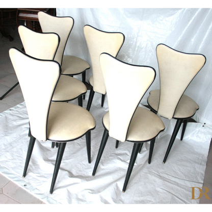 Sedie Umberto Mascagni anni 60 Italia, sei sedie color crema elegante