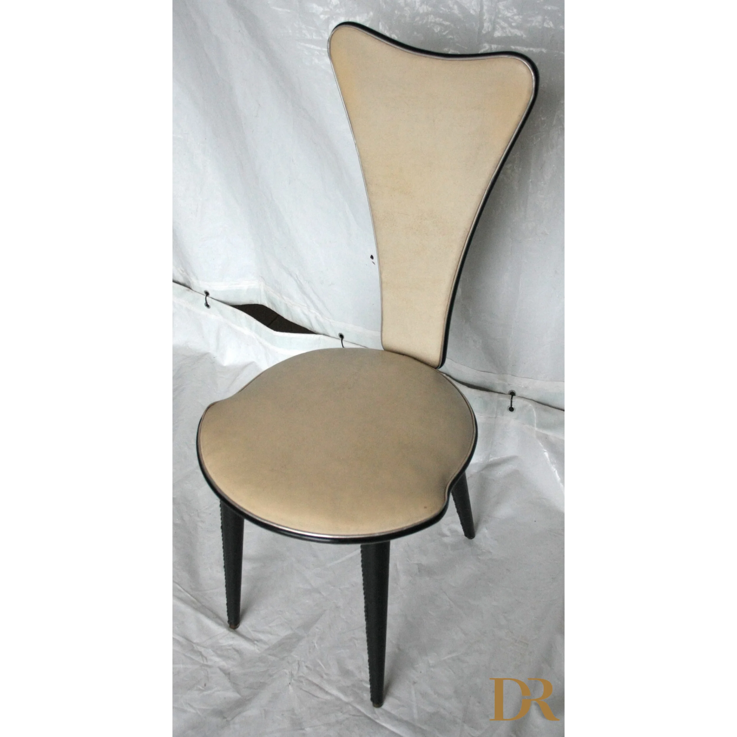 Sedia imbottita con profilo nero, Set 6 sedie Umberto Mascagni anni 60 Italia