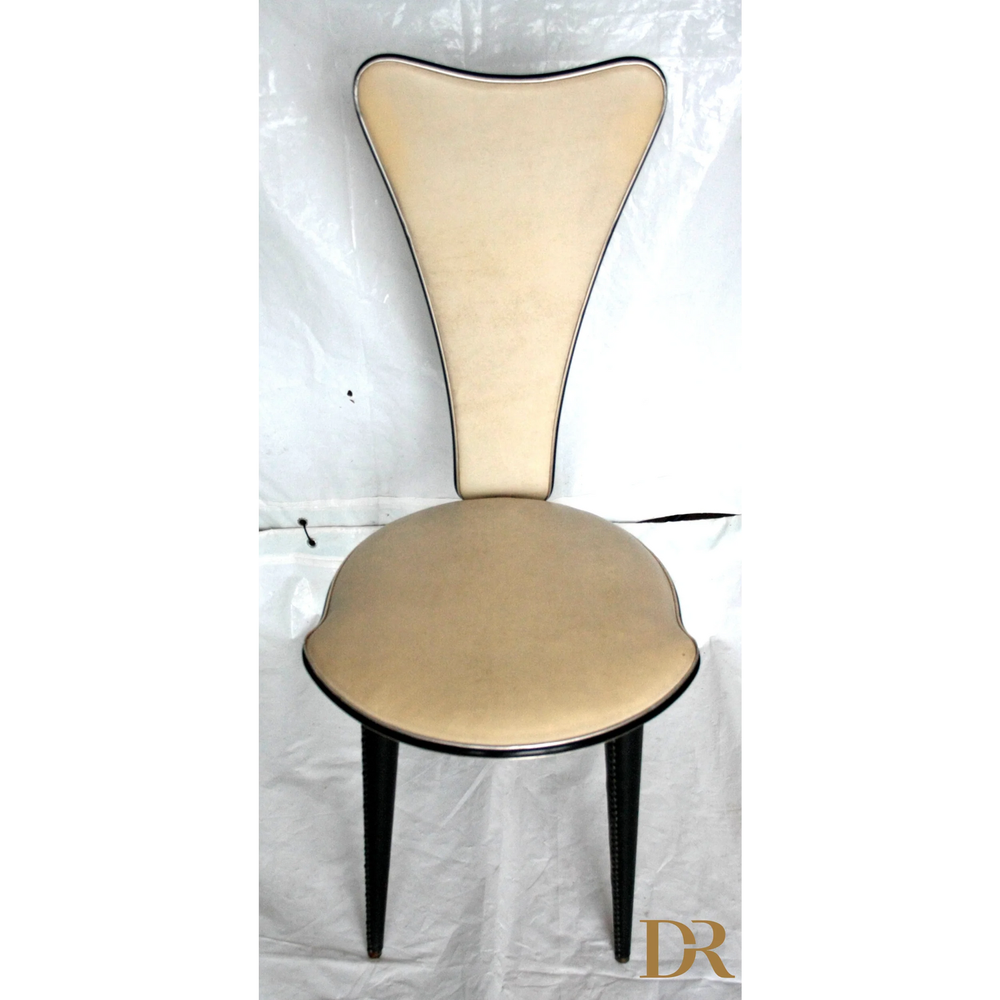 Upholstered sedie Umberto Mascagni anni 60 con finitura nera, pezzo iconico Italia