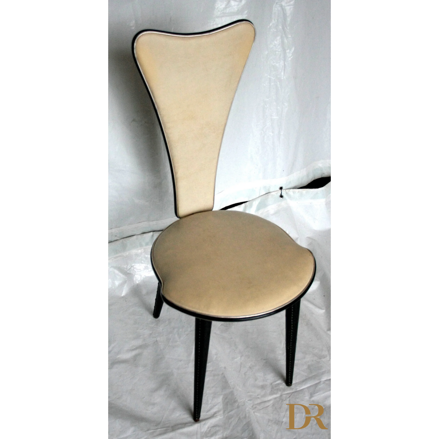 Upholstered chair with black trim from Set 6 sedie Umberto Mascagni anni ’60 Italia