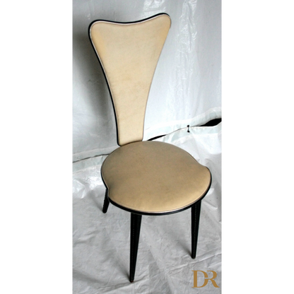 Upholstered chair with black trim from Set 6 sedie Umberto Mascagni anni ’60 Italia